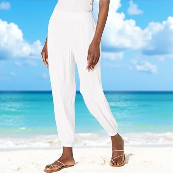 Ramy Brook Pleated Joggers in Ivory Small - Picture 1 of 7
